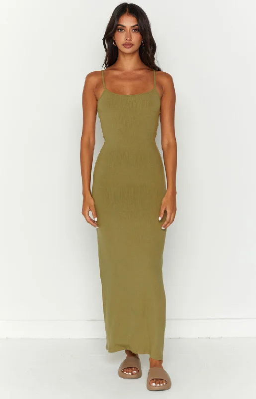 Sexy Fun Melrose Khaki Maxi Dress