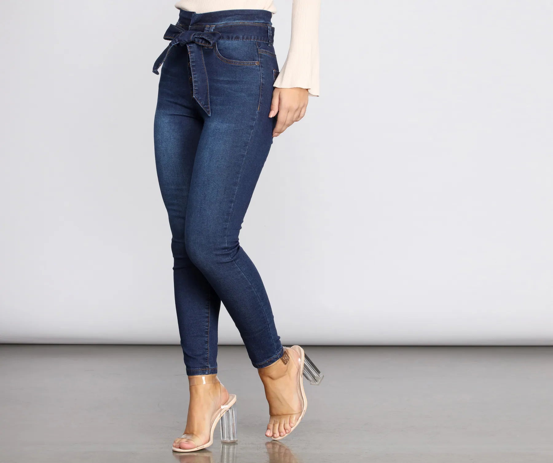 Low-key Luxury High Rise Paper Bag Skinny Jeans