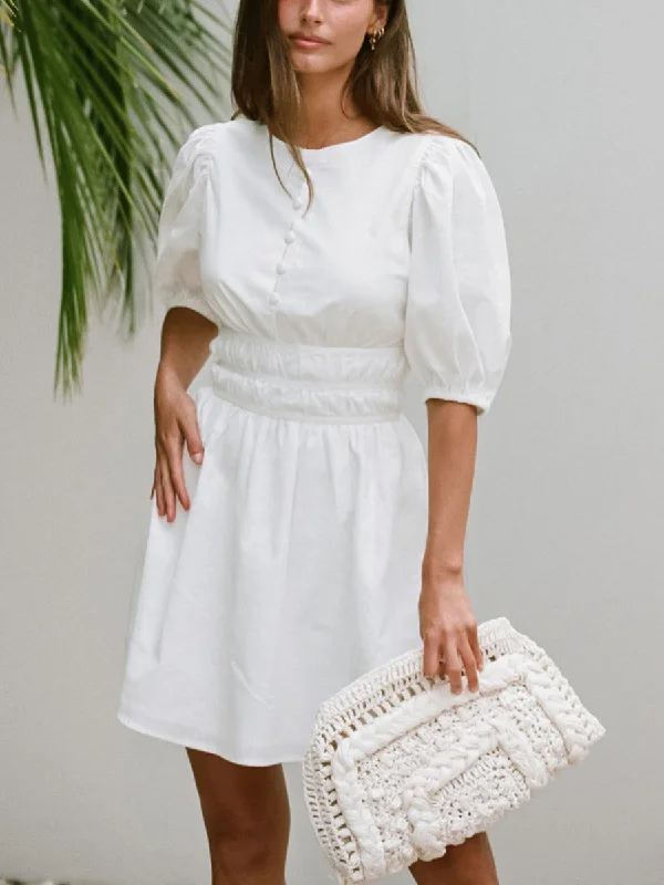 Fashion Elements TastyHottie - Cowgirl Aesthetics Puff Sleeve Short Dress