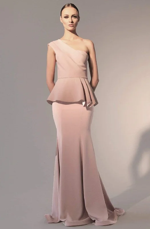 Youthful Nicole Bakti - 581 One Shoulder Peplum Trumpet Dress