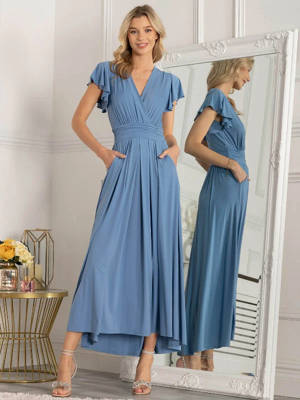 Single item design Jolie Moi Airene Cap Sleeve Maxi Dress, Steel Blue