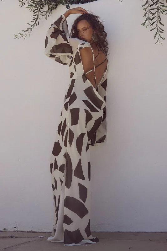 Hooded design KIMBER MAXI DRESS - LAZURE CHOCOLATE