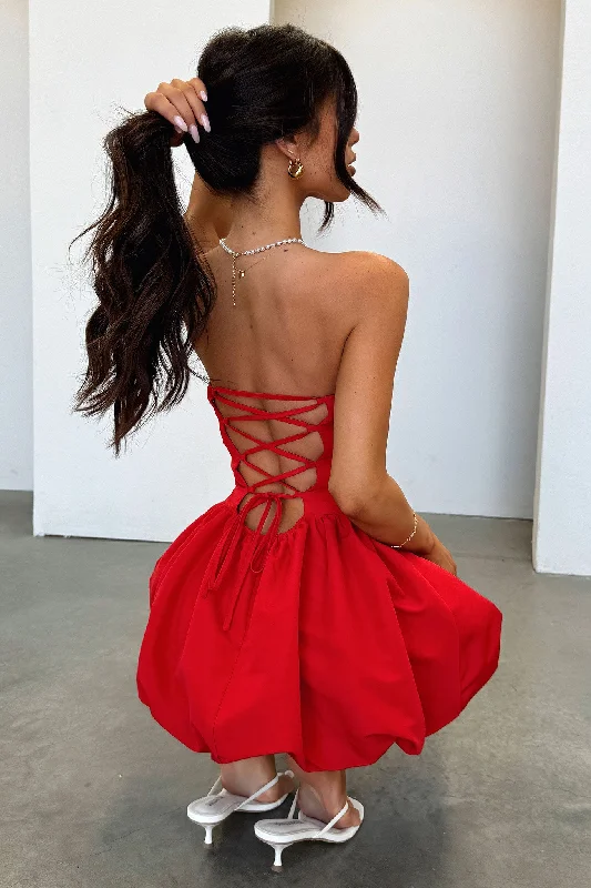 Urban Style Bluebell Bubble Skirt Mini Dress - Red