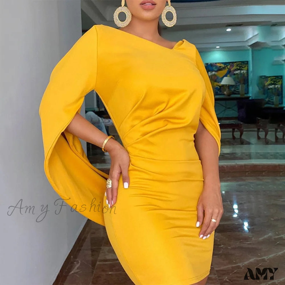 Celebrity Style Amy Fashion - Women Cloak Sleeve Party Dress