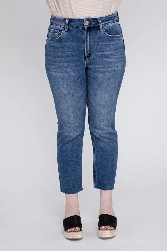 College Style Plus Size High Rise Slim Straight Jeans