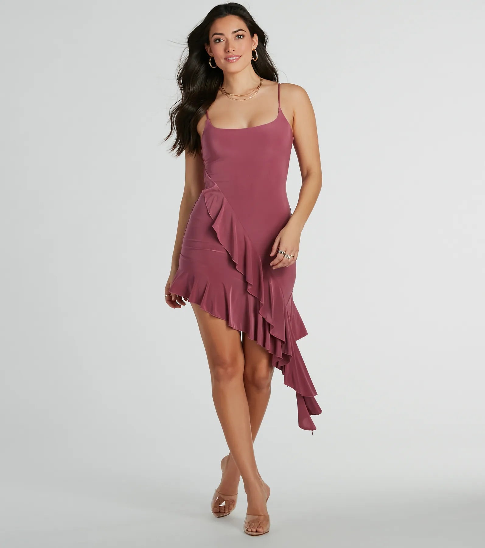 Sports Design Charmed Persona Scoop Neck Ruffled Mini Dress