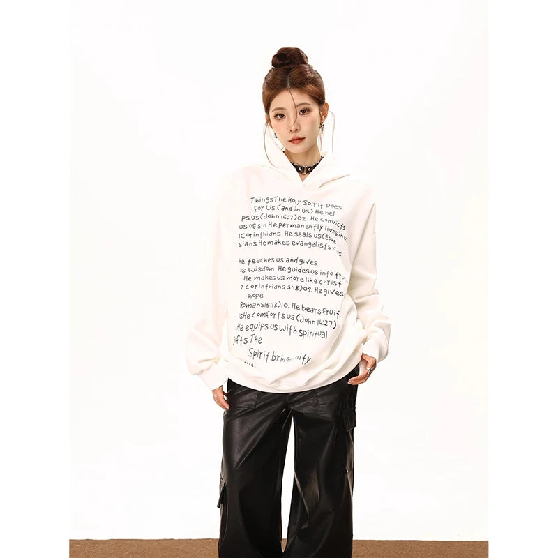Noble Temperament Fashion Star Printed Vintage Harajuku Hip Hop Loose Winter Hoodie