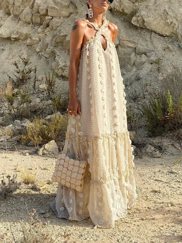 Single-shoulder Neck Design Halterneck Elegant Cake Dress