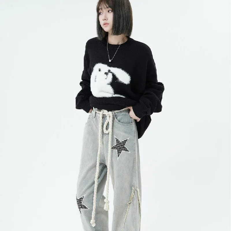 Knowledge And Elegance Men's Fashion Baggy Wide-leg Pants
