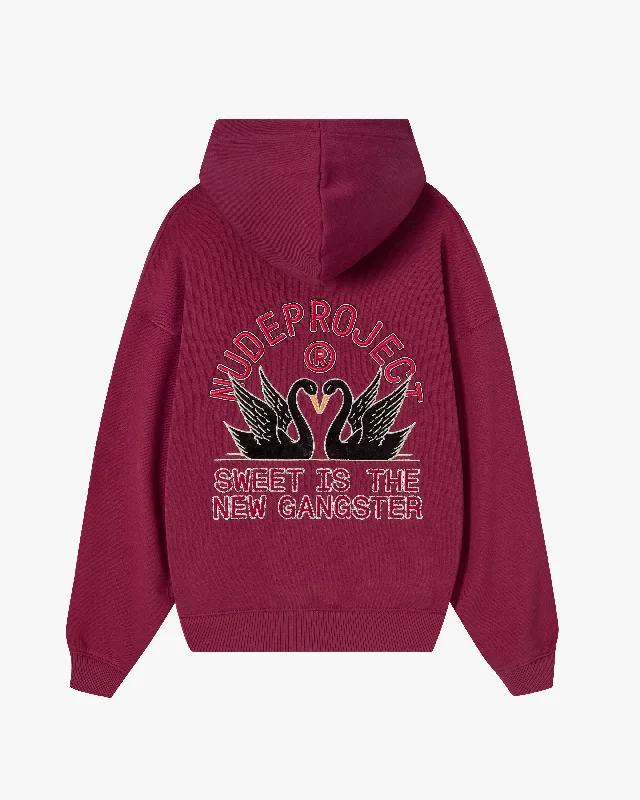 Loose Fit SWANS HOODIE BURGUNDY