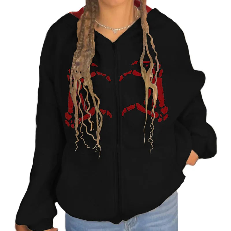 End Of The Year Stripe Cardigan Vintage Slim Knit Hooded Zipper Long Sleeve Hoodie