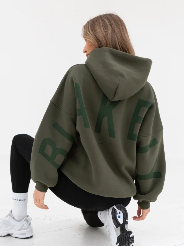 Light And Breathable Tonal Isabel Oversized Hoodie - Khaki Green