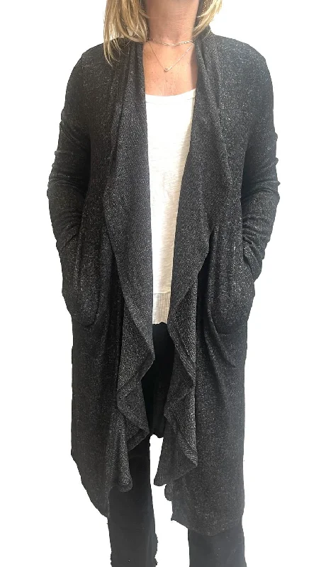 Classic Auden Super Soft Long Drape Cardigan In Black Onyx