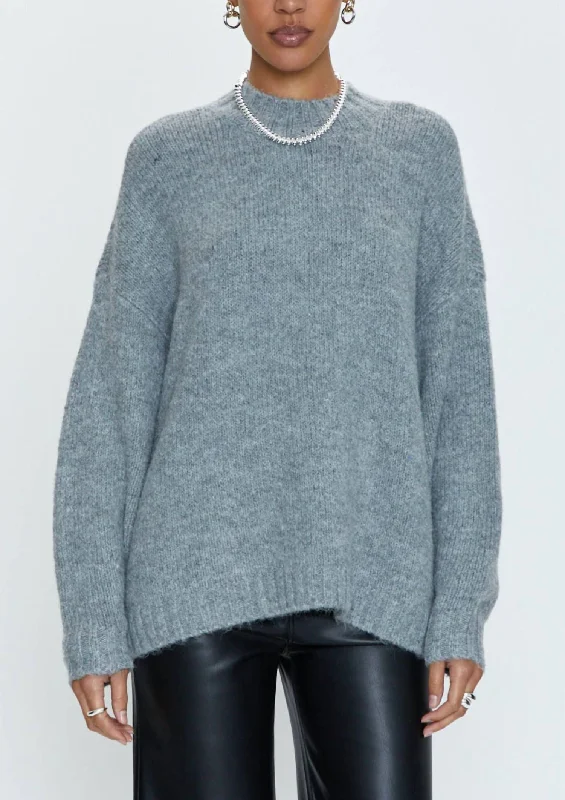 High-quality fabrics Carlen Mock Neck Sweater In Heather Grey