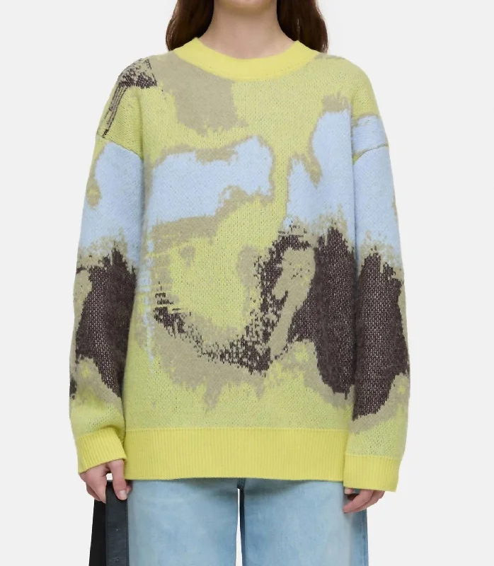 Elegant And Simple Crew Neck Long Sleeve In Primary Yellow