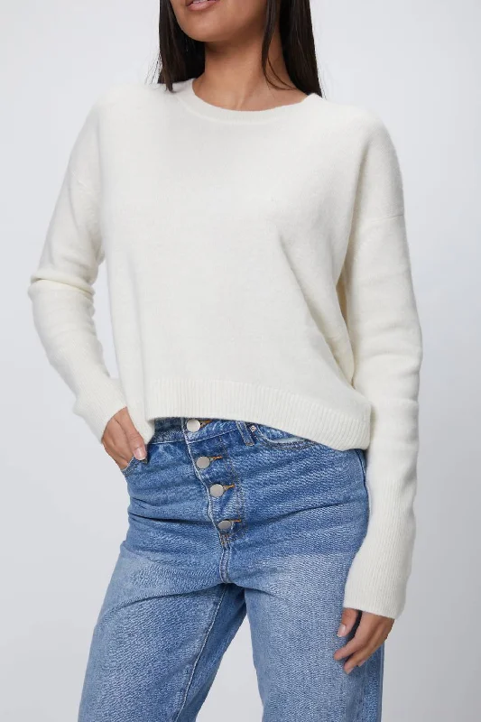 Wearable At Home Or Out Cropped Cashmere Jumper In White