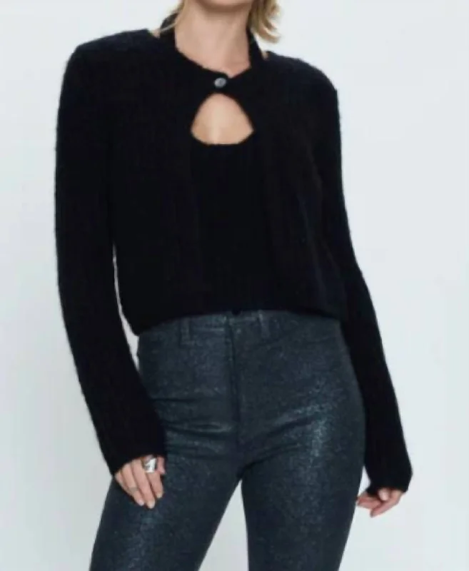 High-waisted pants style Emilie Halter Cardigan Set In Midnight