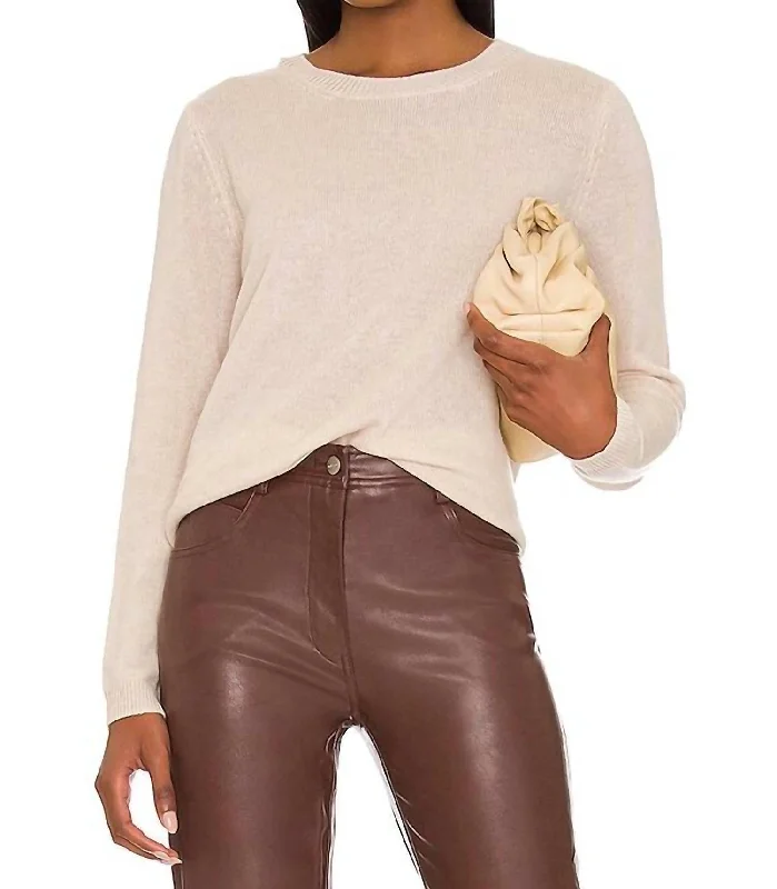 Leisure Travel High Low Crewneck Sweater In Cream