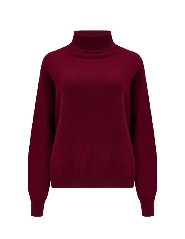 Eye-catching Personality Malibu Roll Neck Sweater In Pinot Noir