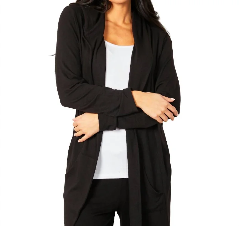 Girl Style Open Hoodie Duster In Black
