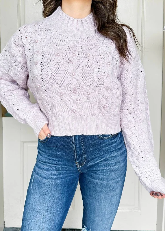 Minimalism Pearl Sweater In Lavender