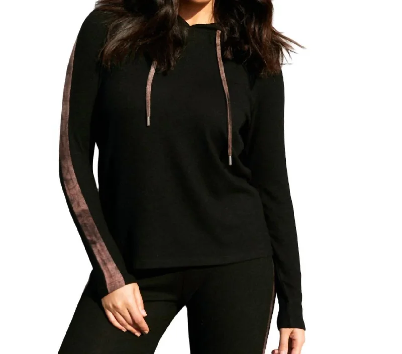 Celebrity Style Pullover Track Hoodie In Suede