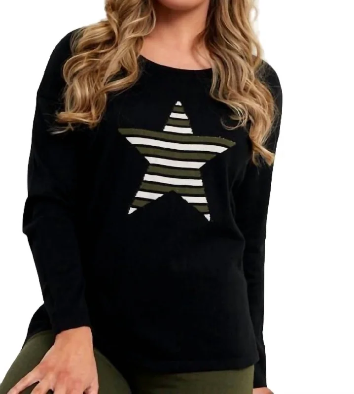 Design Perception Star Crew Neck Sweater In Black