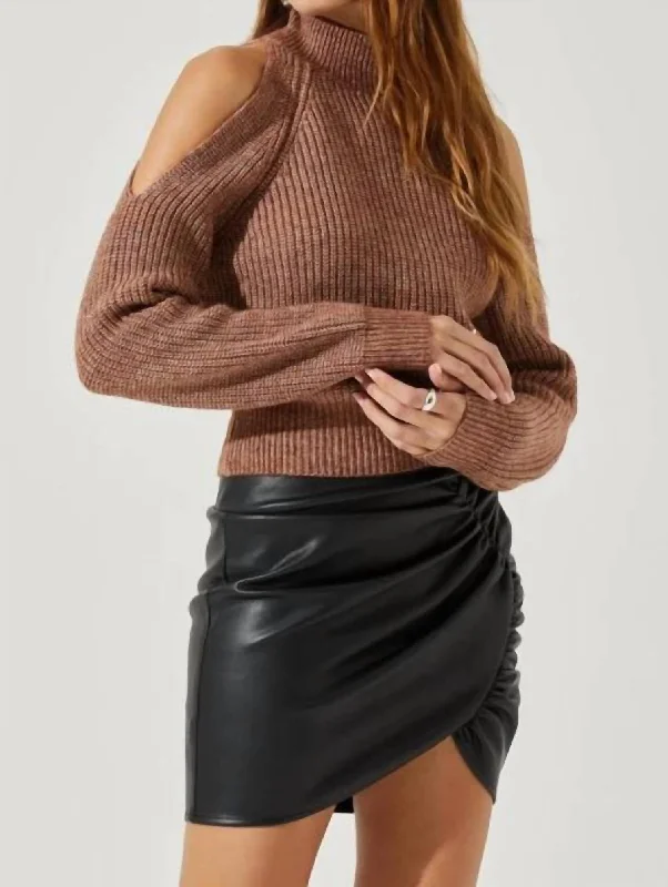 European And American Style Tori Cold Shoulder Sweater In Rust Multi