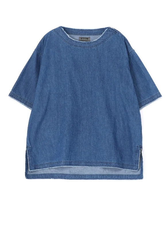 Free And Casual 8OZ DENIM OPEN-SHOULDER SHIRT