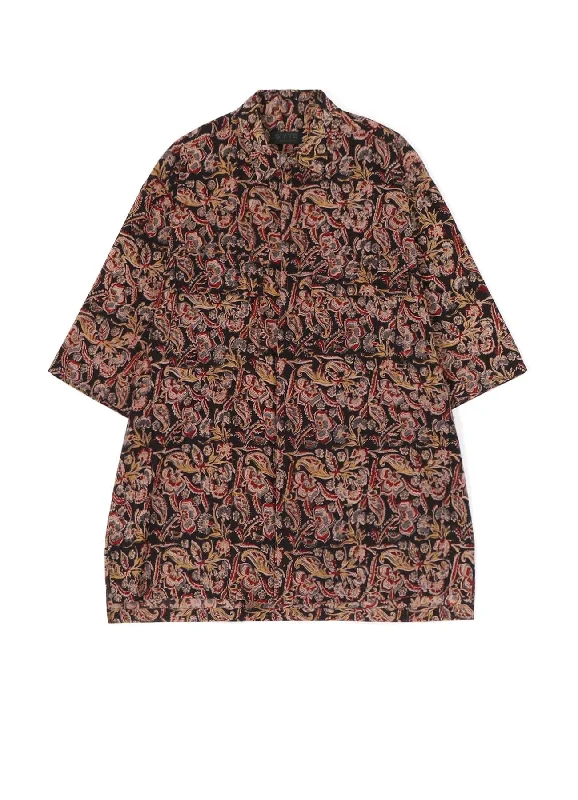 Sports And Leisure INDIAN BLOCK PRINTED PAISLEY HALF-SLEEVE BIG SHIRT WITH FLAP POCKETS
