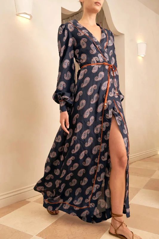 Unique Design Aster Wrap Dress In Neptune