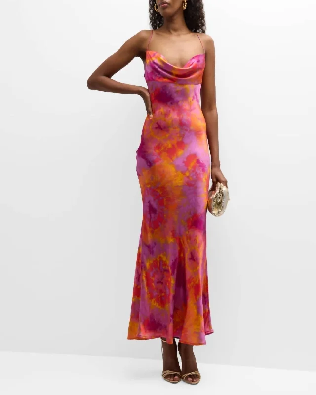 Elegant Style Capri Dress In Tie Dye Pink