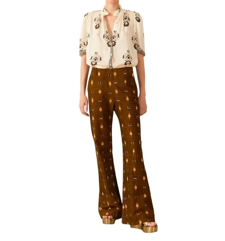 Sweet breath Charlie Bronze Ikat Mirror Pant In Brown