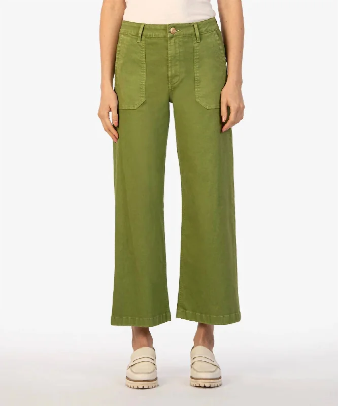Slim Fit Charlotte Wide Leg Crop Pants In Pear