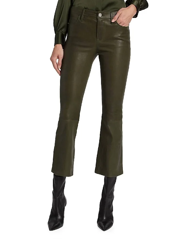 Ultra-lightweight Crop Mini Boot Leather Pant In Surplus