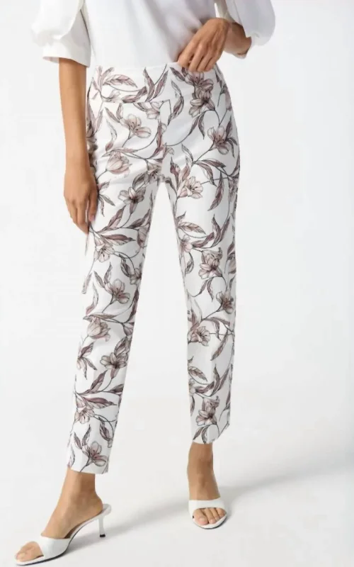 Carefree Floral Print Crop Pants In Vanilla Multi