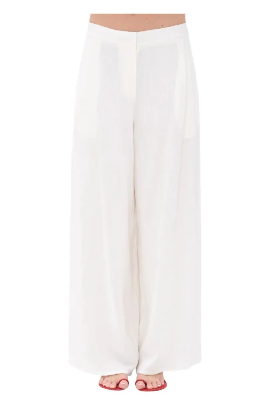Elegant Tailoring Full Pants In Bianco Ottico