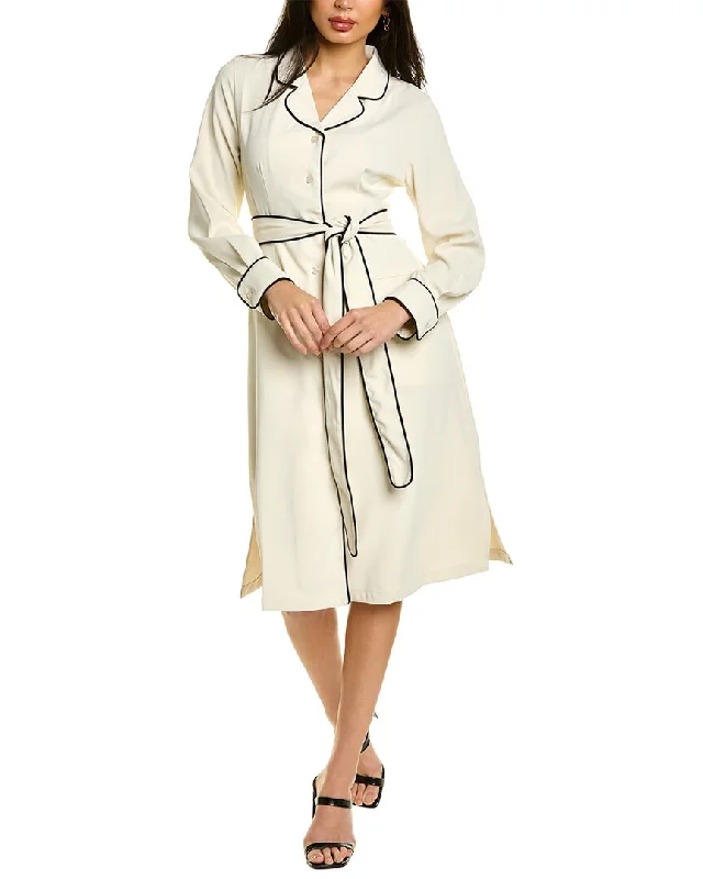 Noble Temperament Gracia Piped Shirtdress