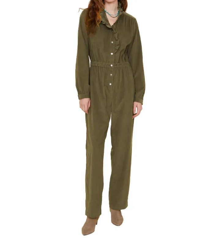 Celebrity Style Harlee Jumpsuit In Green Olive