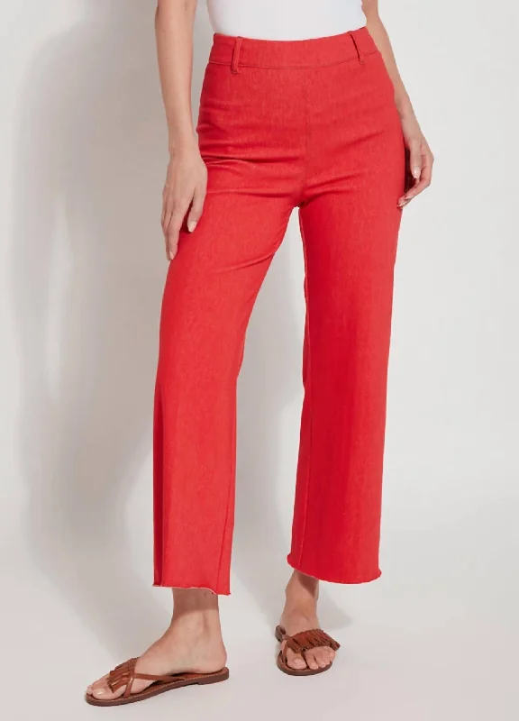 Classic Series Hi Waist No Side Seam Wide Leg Denim Pants In Watermelon