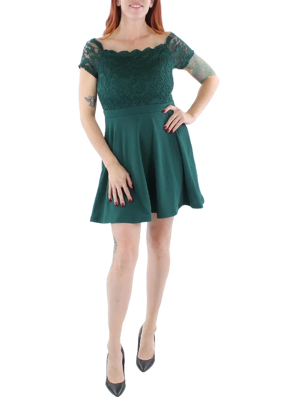 Classic Juniors Womens Lace Mini Fit & Flare Dress