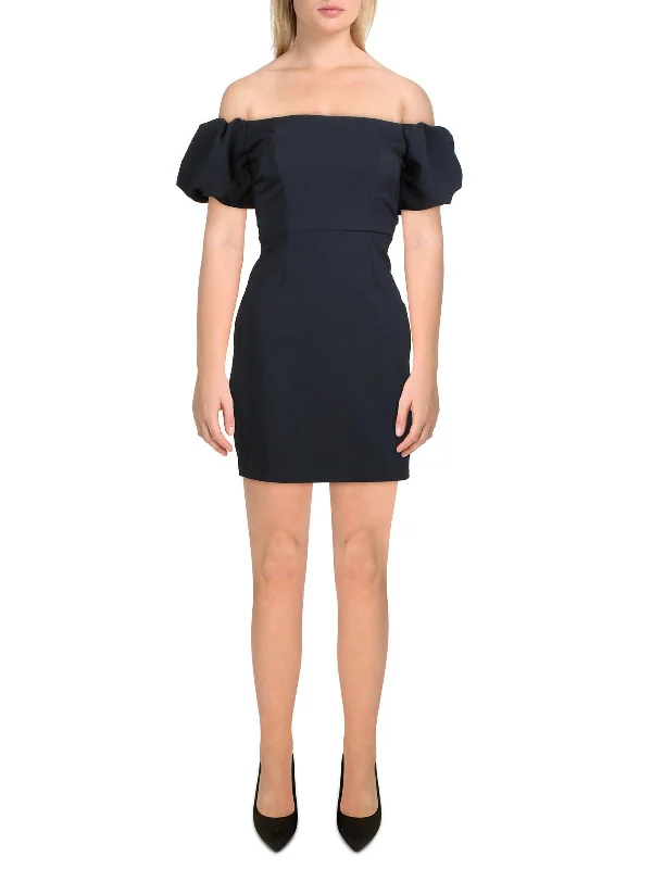 British Fashion Juniors Womens Off-The-Shoulder Mini Bodycon Dress