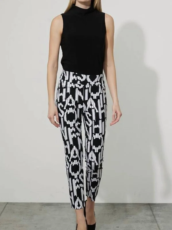 British casual Lettering Print Pants In Black Vanilla
