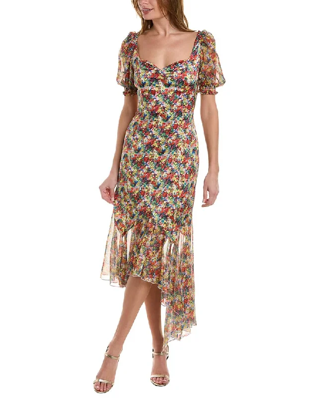 French Style Marchesa Notte Floral Midi Dress