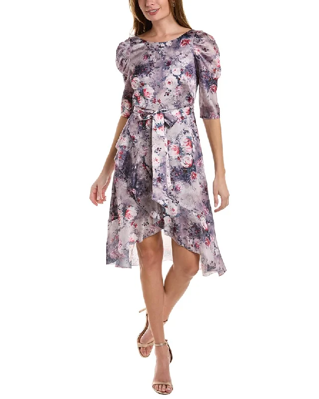 Classic Series Marchesa Notte Floral Textured Charmeuse Midi Dress
