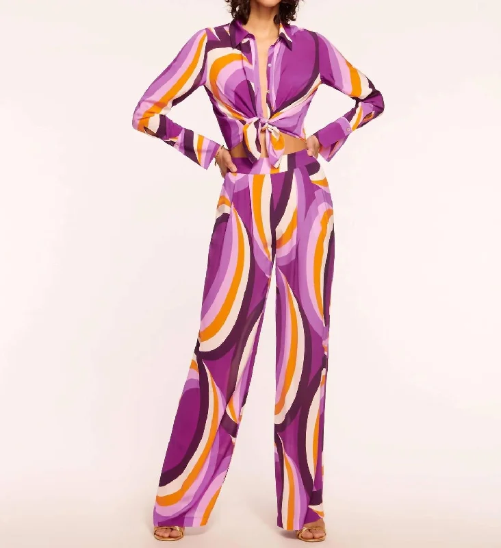 Single-shoulder Neck Design Octavia Pants In Deep Lilac