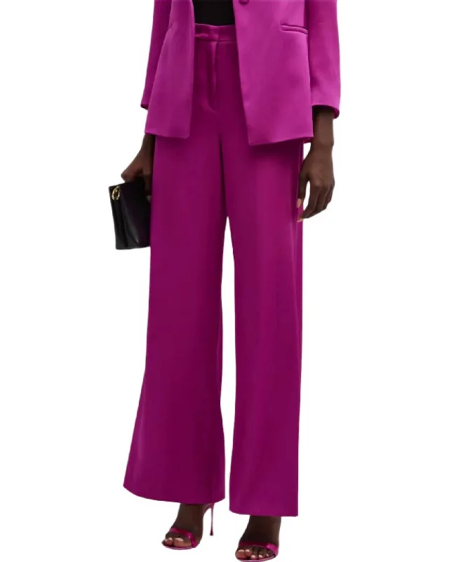 Body Design Pleated Satin Pants - Plus In Magenta