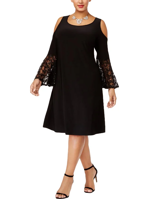 Classic Series Plus Womens Cold Shoulder Lace Party Dress