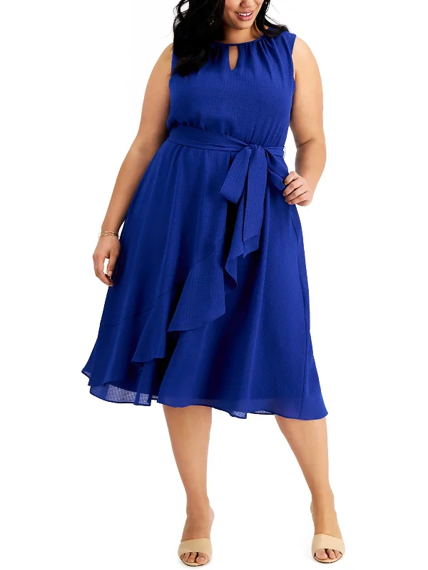Elegant And Simple Plus Womens Knit Sleeveless Midi Dress