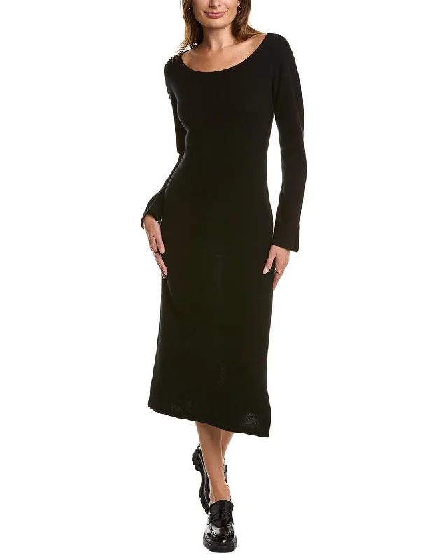 End Of The Year Qi Cashmere Boat Neck Cashmere Midi Dress